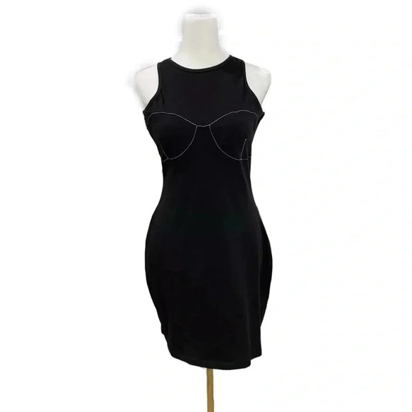 NWT Nasty Gal Collection Women’s Contrast Stitch Racer Mini Black Dress size 8 - Picture 3 of 12